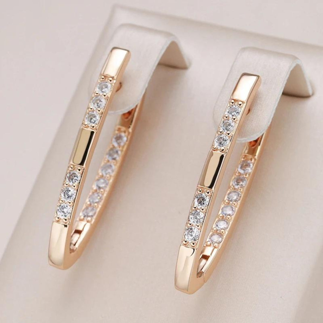 Stylish Earrings with Zirconia - Aurélie-Gold-State of Style