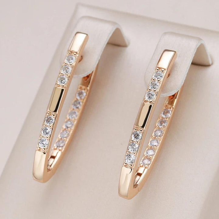 Stylish Earrings with Zirconia - Aurélie-Gold-State of Style