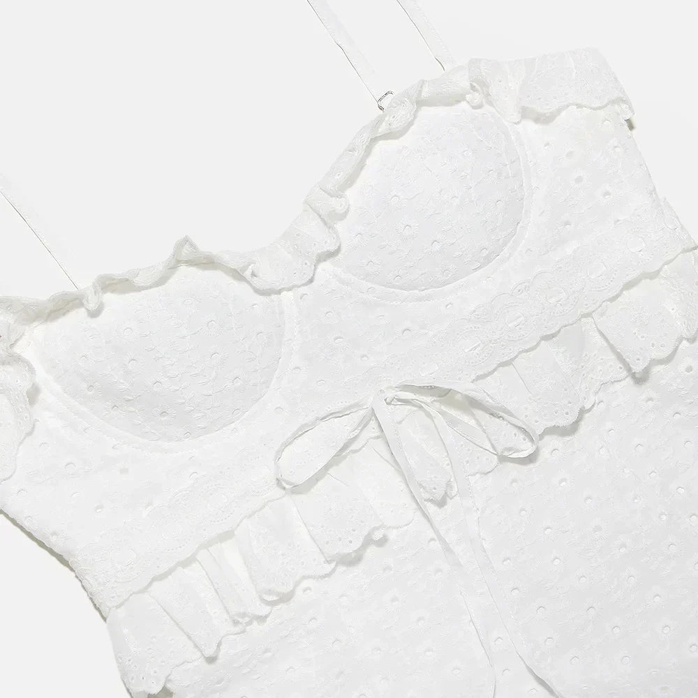 Stylish Embroidered Camisole Maxi Dress in White - Alina-XS-State of Style