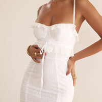 Stylish Embroidered Camisole Maxi Dress in White - Alina-XS-State of Style