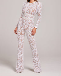 Stylish Evening Jumpsuit with V-neck - Juliette-White-S-State of Style