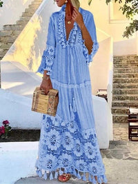 Stylish figure-hugging lace dress for women – Elina-Blue-S-State of Style