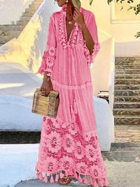 Stylish figure-hugging lace dress for women – Elina-Pink-S-State of Style