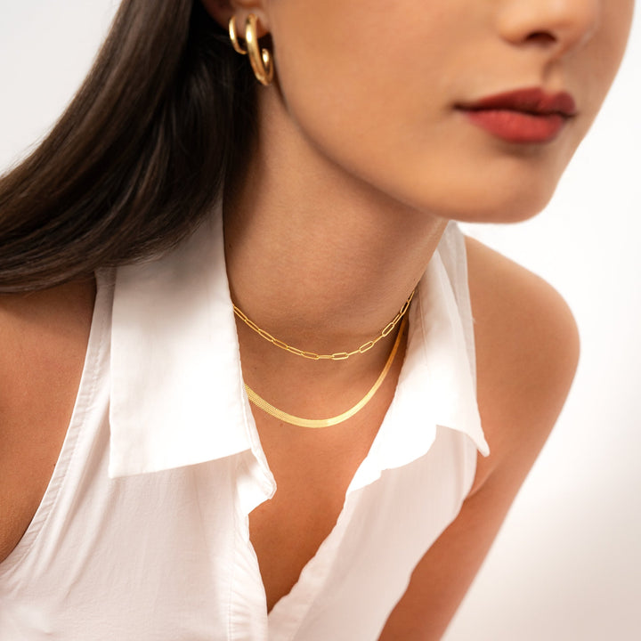 Stylish Flat Chain Necklace – Helena-Gold-State of Style