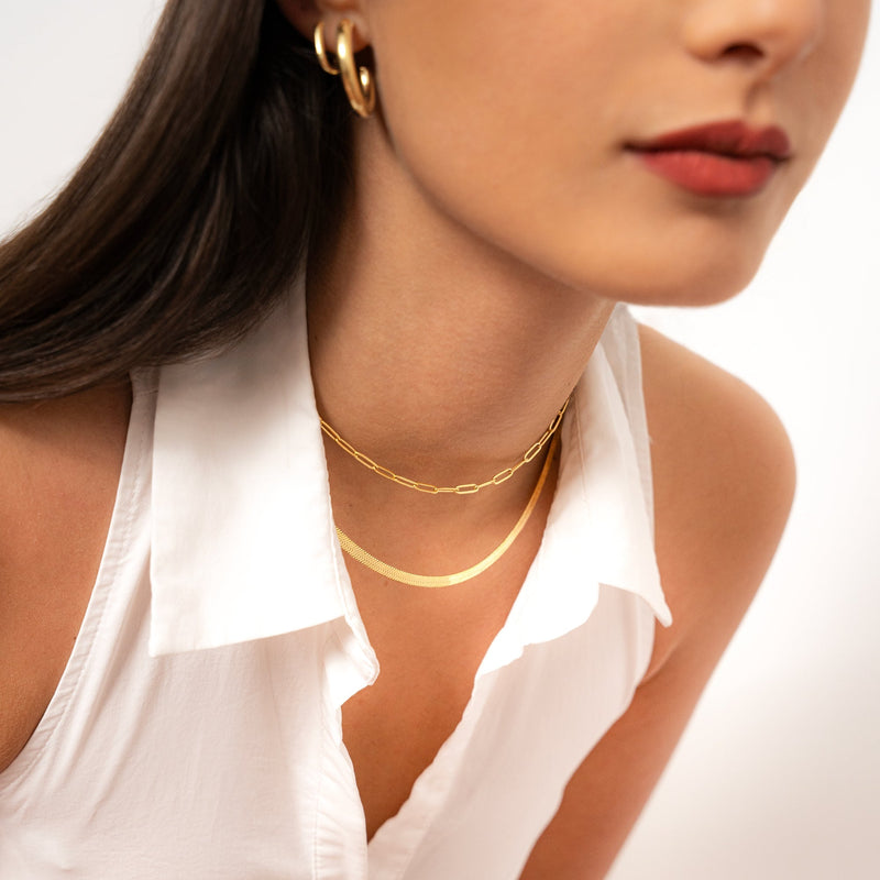 Stylish Flat Chain Necklace – Helena-Gold-State of Style