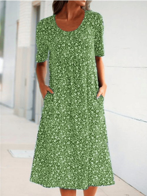 Stylish Floral Print Dress - Eva | The Perfect Light Summer Dress!-Green-S-State of Style