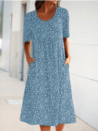 Stylish Floral Print Dress - Eva | The Perfect Light Summer Dress!-Light blue-S-State of Style