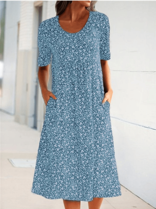 Stylish Floral Print Dress - Eva | The Perfect Light Summer Dress!-Light blue-S-State of Style