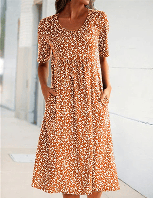 Stylish Floral Print Dress - Eva | The Perfect Light Summer Dress!-Orange-S-State of Style