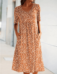 Stylish Floral Print Dress - Eva | The Perfect Light Summer Dress!-Orange-S-State of Style
