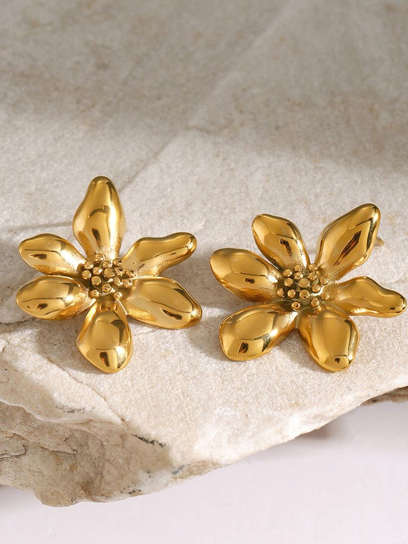Stylish Flower Earrings - Florina-Gold-State of Style