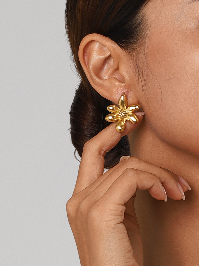 Stylish Flower Earrings - Florina-Gold-State of Style