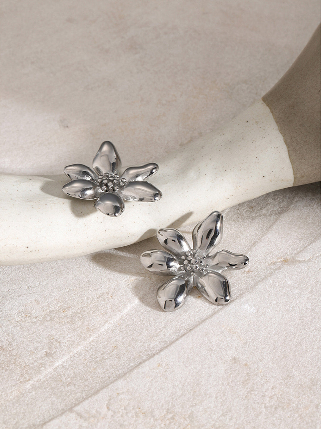 Stylish Flower Earrings - Florina-Silver-State of Style