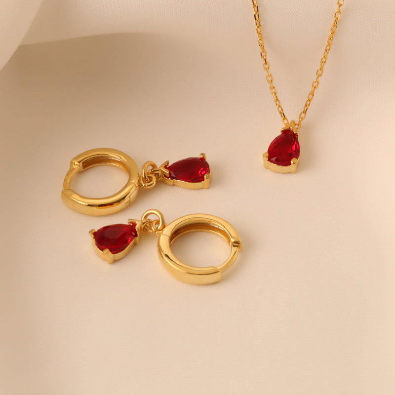 Stylish Garnet Birthstone Jewelry Set - Liora-Earrings-State of Style