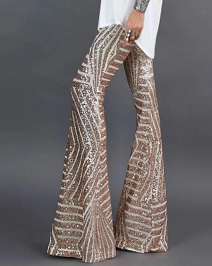 Stylish Glitter Flared Trousers - Nova-S-State of Style
