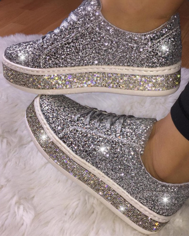 Stylish Glitter Platform Sneakers for Women - Sienna-Silver-5-State of Style