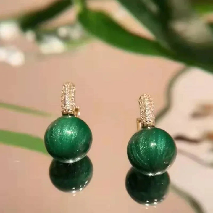 Stylish Green Gold Pearl Earrings – Alina-State of Style