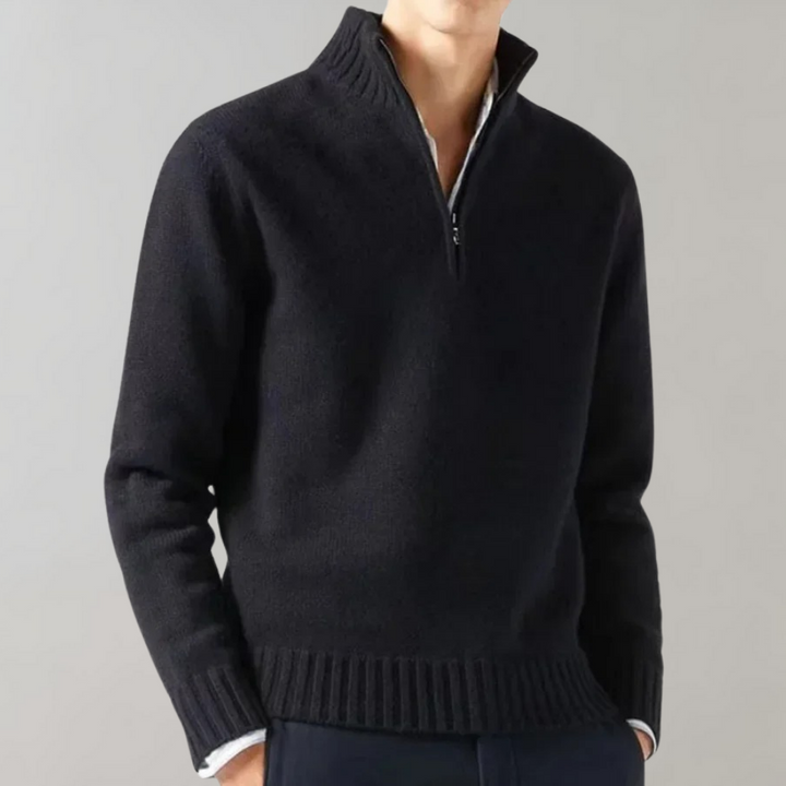 Stylish Half-Zip Men’s Sweater - Ethan-Black-S-State of Style