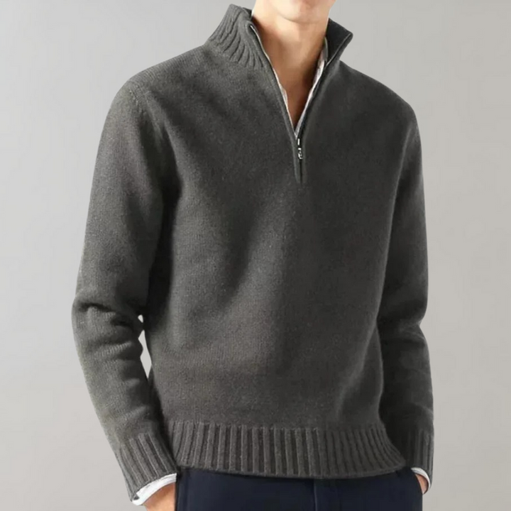 Stylish Half-Zip Men’s Sweater - Ethan-Grey-S-State of Style