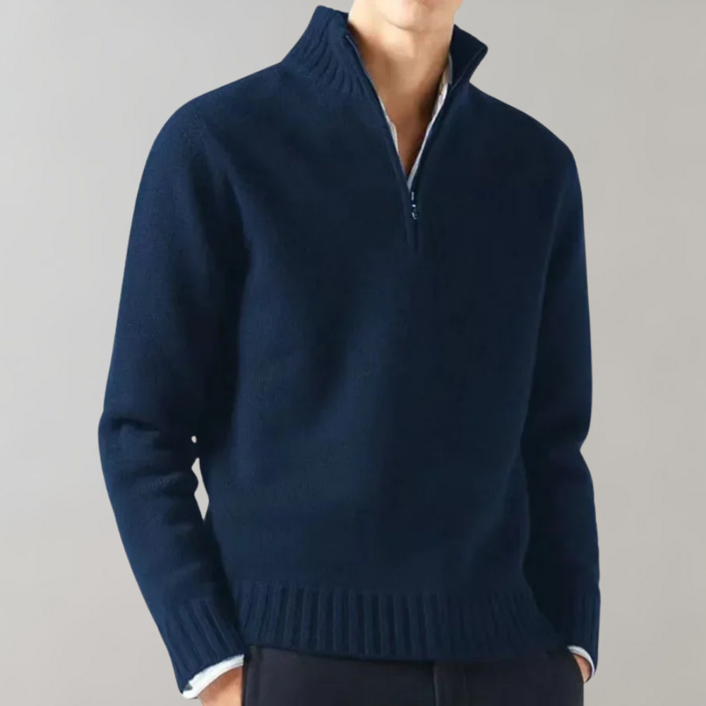 Stylish Half-Zip Men's Sweater - Ethan-Marine Blue-S-State of Style