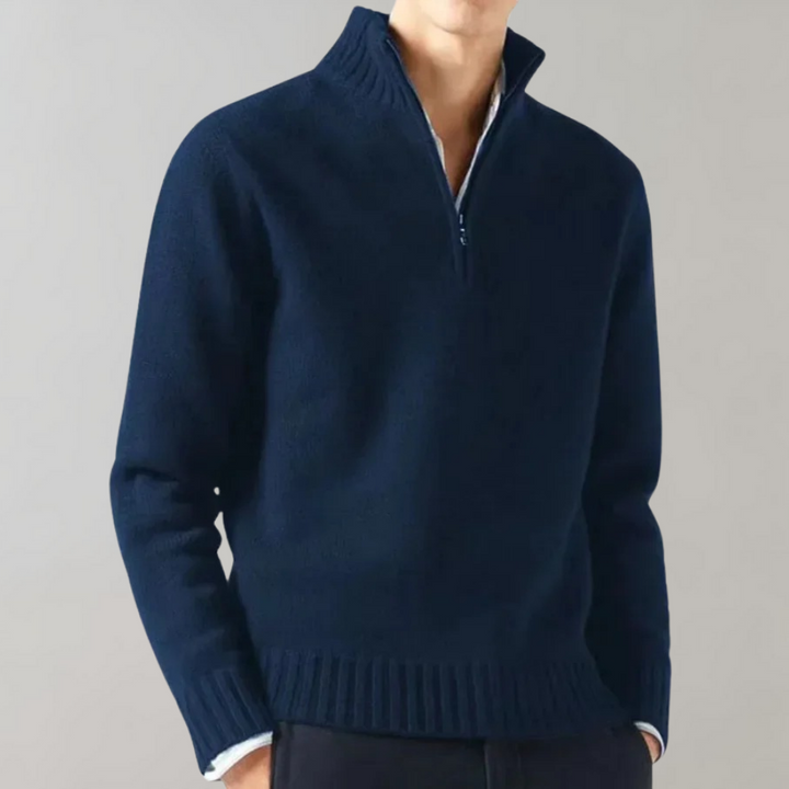 Stylish Half-Zip Men’s Sweater - Ethan-Navy Blue-S-State of Style