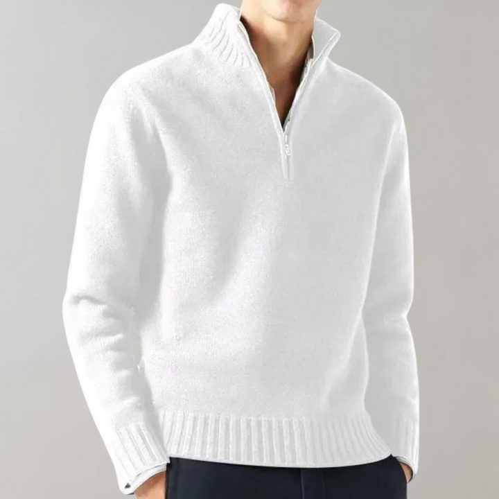 Stylish Half-Zip Men's Sweater - Ethan-White-S-State of Style