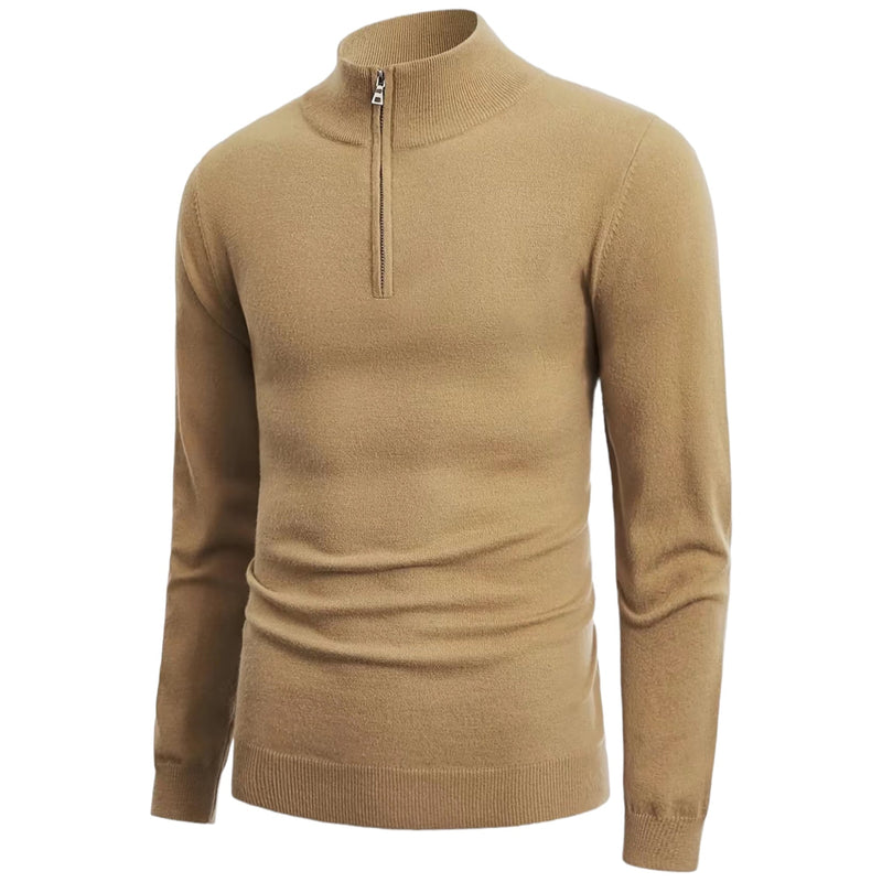 Stylish Half-Zip Men's Sweater - NordFlex-Beige-S-State of Style