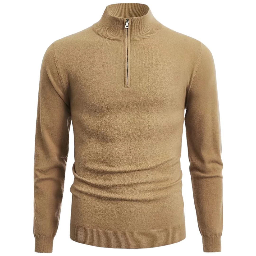 Stylish Half-Zip Men's Sweater - NordFlex-Beige-S-State of Style