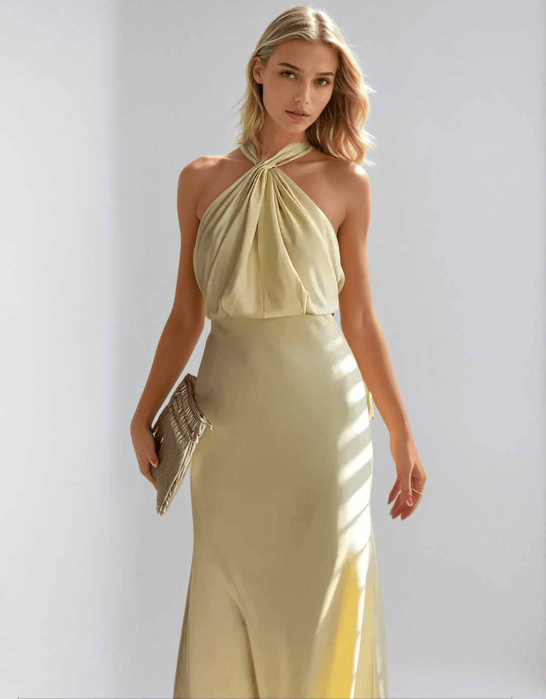 Stylish halterneck maxi dress for women with waist definition – Yara-XS-State of Style