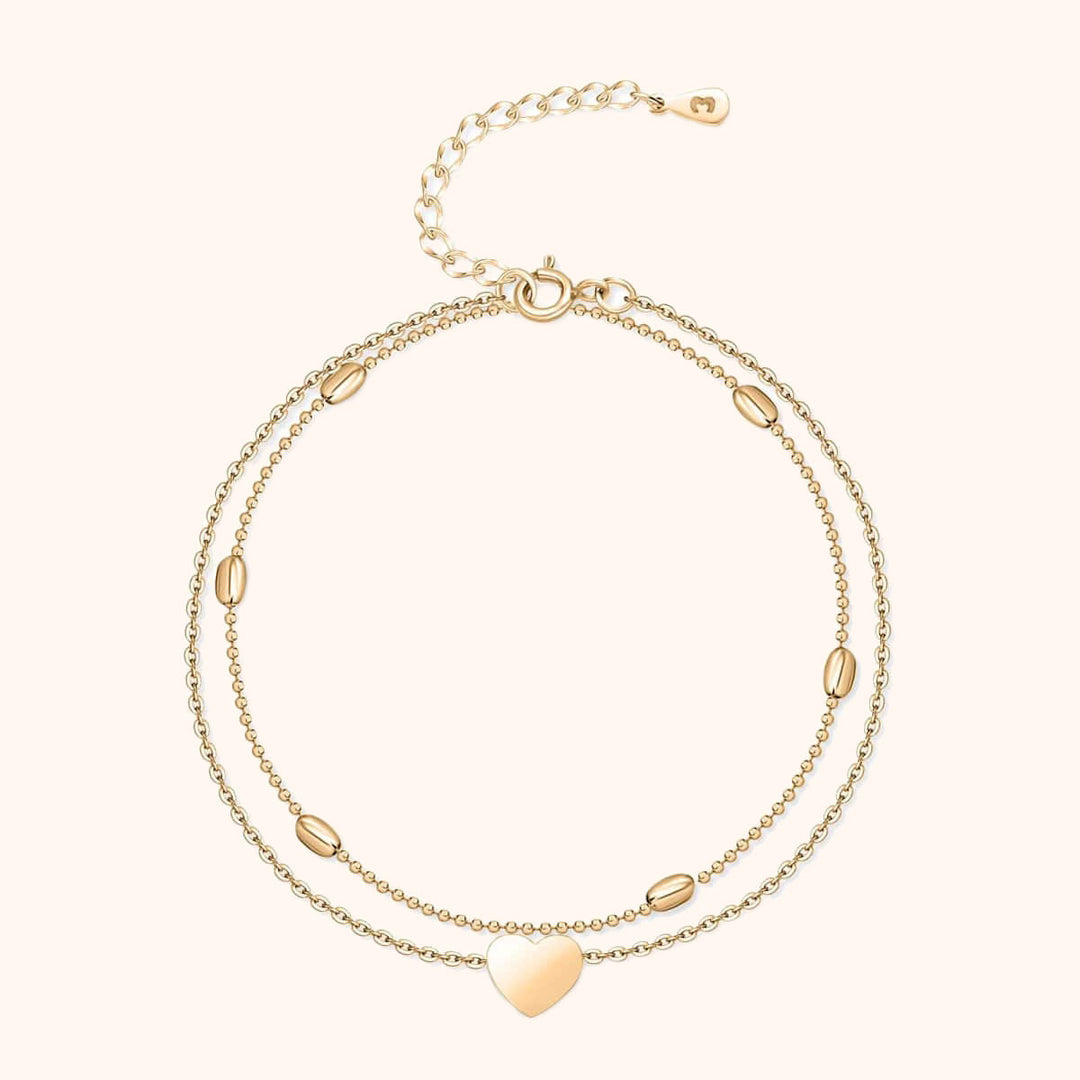 Stylish Heart Ankle Bracelet – Fiora-Gold-State of Style