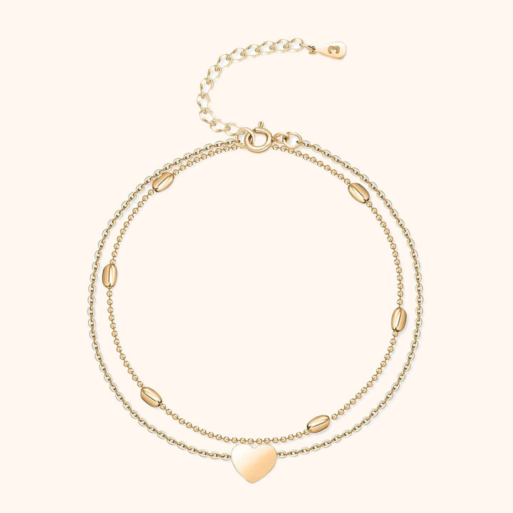 Stylish Heart Ankle Bracelet – Fiora-Gold-State of Style