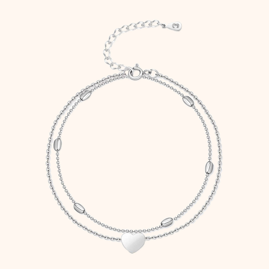 Stylish Heart Ankle Bracelet – Fiora-Silver-State of Style