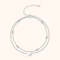 Stylish Heart Ankle Bracelet – Fiora-Silver-State of Style
