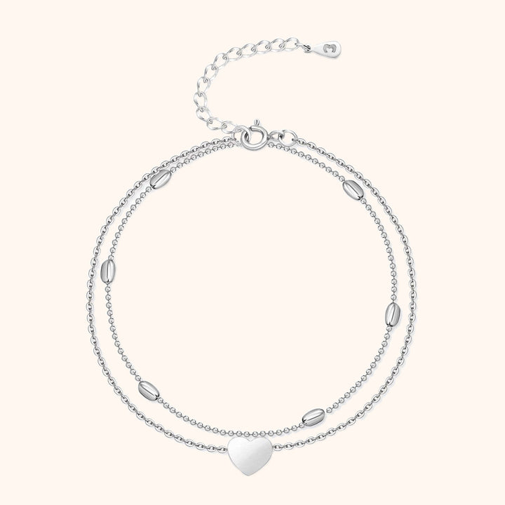 Stylish Heart Ankle Bracelet – Fiora-Silver-State of Style