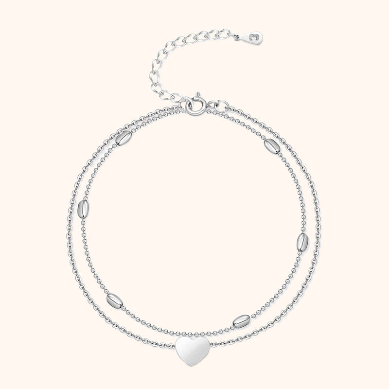 Stylish Heart Ankle Bracelet – Fiora-Silver-State of Style