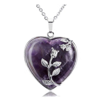 Stylish Heart-Shaped Rose Gemstone Necklace - Amara-Amethyst-State of Style