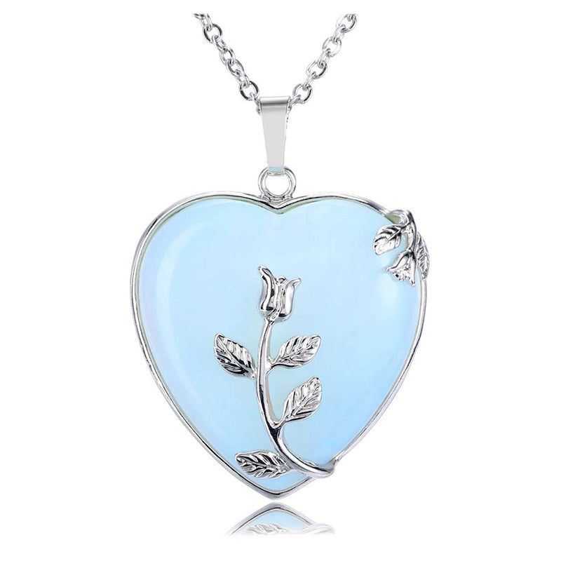 Stylish Heart-Shaped Rose Gemstone Necklace - Amara-Opal-State of Style