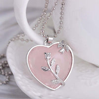 Stylish Heart-Shaped Rose Gemstone Necklace - Amara-Rose Quartz-State of Style