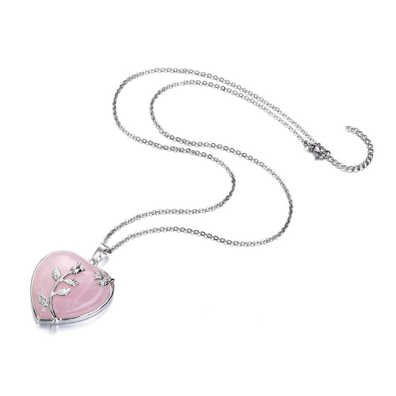 Stylish Heart-Shaped Rose Gemstone Necklace - Amara-Rose Quartz-State of Style