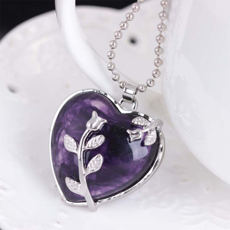 Stylish Heart-Shaped Rose Gemstone Necklace - Amara-Rose Quartz-State of Style