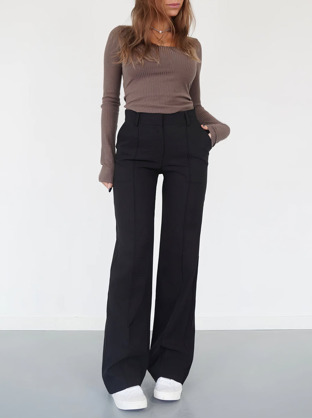 Stylish High-Waisted Pants - Luna-Black-S-State of Style