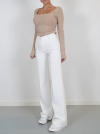 Stylish High-Waisted Pants - Luna-White-S-State of Style