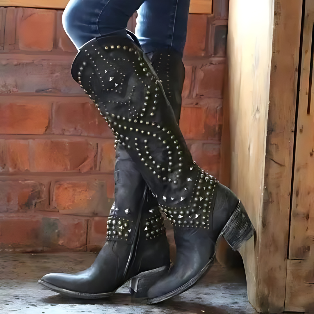 Stylish High Women's Boots - Elena-Black-3-State of Style