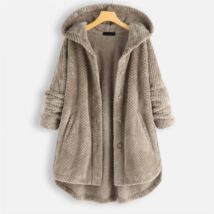 Stylish Hooded Fleece Jacket - FleeceLux-Beige-S-State of Style