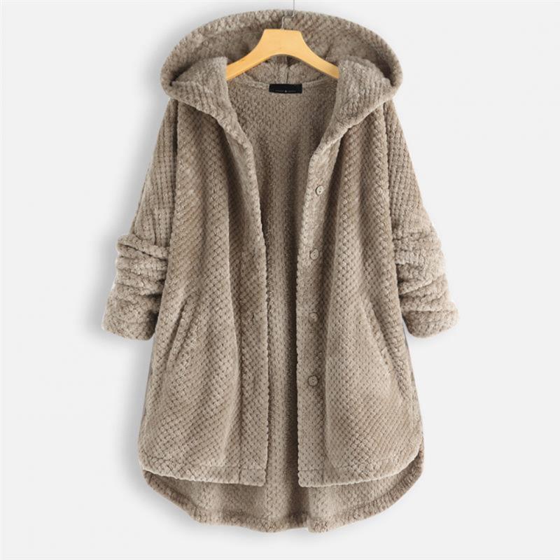Stylish Hooded Fleece Jacket - FleeceLux-Beige-S-State of Style