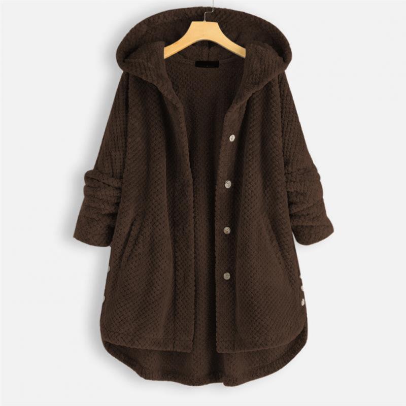 Stylish Hooded Fleece Jacket - FleeceLux-Brown-S-State of Style