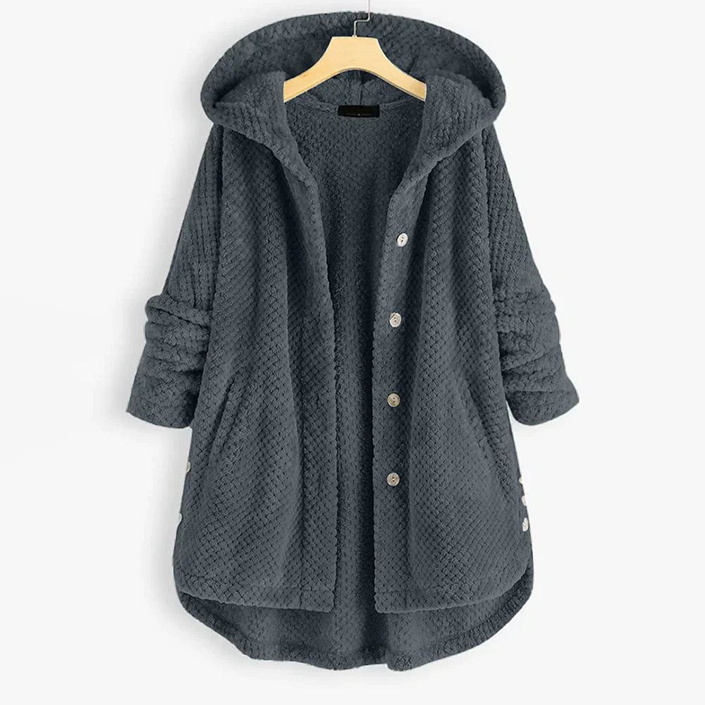 Stylish Hooded Fleece Jacket - FleeceLux-Grey-S-State of Style