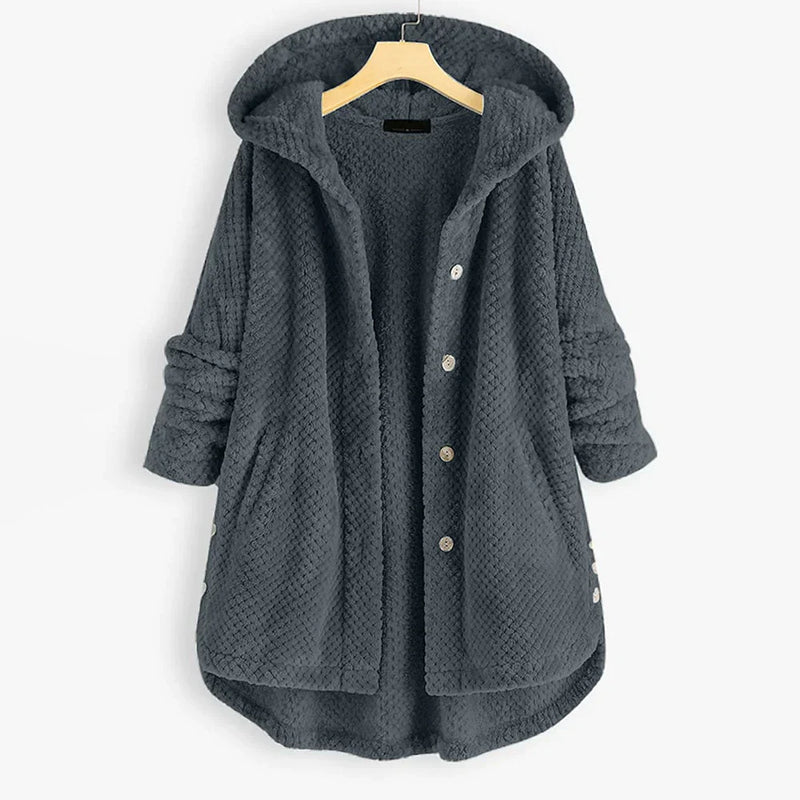 Stylish Hooded Fleece Jacket - FleeceLux-Grey-S-State of Style
