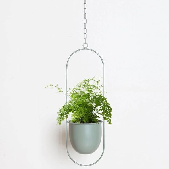 Stylish Indoor and Outdoor Plant Hanger - LeafLuxe-Oval-Grey-State of Style