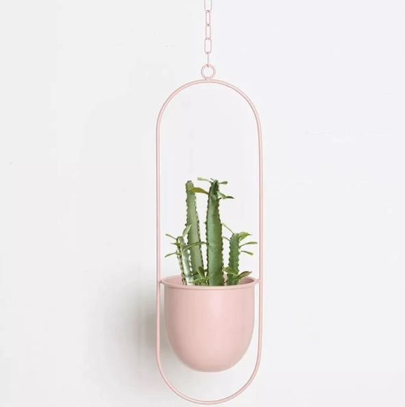 Stylish Indoor and Outdoor Plant Hanger - LeafLuxe-Oval-Pink-State of Style